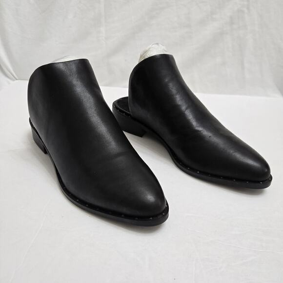 NWOB Lucky Brand Pentt Bootie Black Leather Studded Mule Booties 7.5M Slip-on - Picture 2 of 10